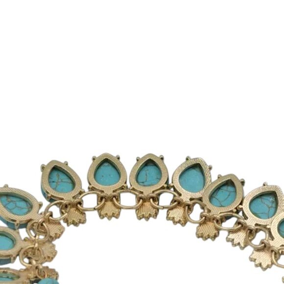 NW Faux Turquoise Rhinestone Necklace & Earring Set - Picture 4 of 5